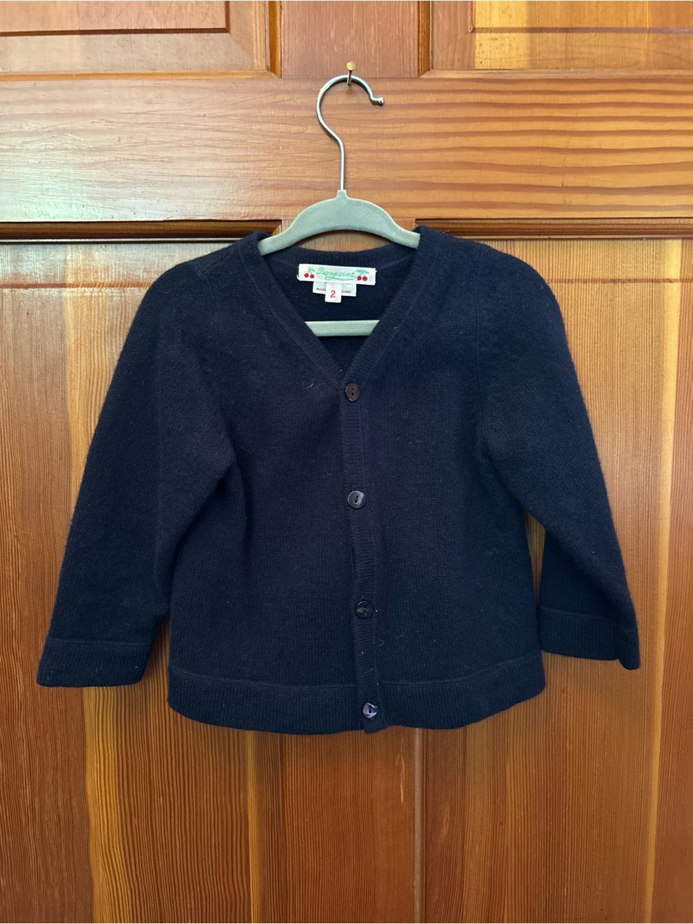 Bonpoint Navy V-Neck Button-Front Cardigan